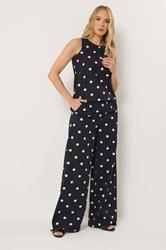 LTS Tall Women's Set Black Polka Dot Print Vest Top & Trousers | Long Tall Sally 3