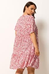 YOURS Plus Size Pink & White Floral Tiered Smock Dress | Yours Clothing 2