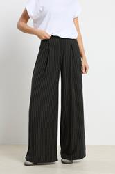 PixieGirl Petite Women's Black Pinstripe Palazzo Wide Leg Trousers | PixieGirl 1