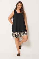 YOURS Plus Size Black Crinkle V-Neck Cami Vest Top | Yours Clothing 1