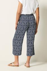 M&Co Navy Blue Abstract Print Wide Leg Culottes | M&Co 2