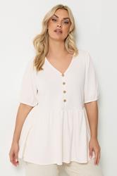 YOURS Plus Size White Peplum Shell Detail Top | Yours Clothing 3