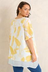 EVANS Plus Size Yellow Floral Double Layer Angel Top | Evans 2