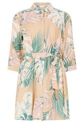 M&Co Tunique ceinturée à motif fleuri rose et vert abstrait