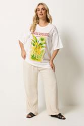 YOURS Plus Size White Banana Graphic Boxy T-Shirt | Yours Clothing 1