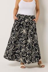 YOURS Plus Size Black Floral Textured Maxi Skirt | Yours Clothing 3