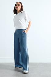 PixieGirl Petite Women's Dark Blue Side Stripe Wide Leg Trousers | PixieGirl 3