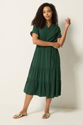 M&Co Green Tiered Tie Waist Midi Dress | M&Co 1