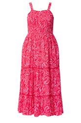 YOURS Curve Red Leaf Print Tiered Maxi Dress