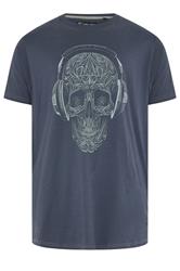 KAM Big & Tall Navy Blue Skull Graphic T-Shirt | BadRhino 1
