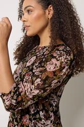 M&Co Black Floral Angel Sleeve Blouse | M&Co 4