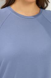 YOURS Plus Size Blue Soft Touch Raglan T-Shirt | Yours Clothing 4