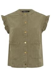 YOURS Plus Size Khaki Green Denim Waistcoat | Yours Clothing 5