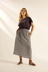 YOURS Plus Size Ivory White Linen Look Stripe Skirt | Yours Clothing 3