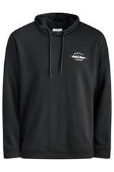 JACK & JONES Big & Tall Black Printed Hoodie | BadRhino 2