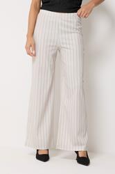 M&Co Petite Ivory White Stripe Wide Leg Trousers | M&Co 1