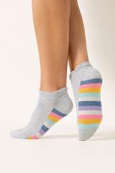 YOURSET 4 PACK Plus Size Pink Stripe Trainer Liner Socks | Yours Clothing 2