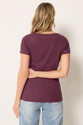 LTS Tall 2 PACK Burgundy Red & White Ribbed T-Shirts | Long Tall Sally 5