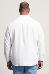 BadRhino Big & Tall White Long Sleeve Linen Blend Shirt | BadRhino 2