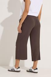 PixieGirl Petite Women's Chocolate Brown Cropped Wide Leg Trousers | PixieGirl 4