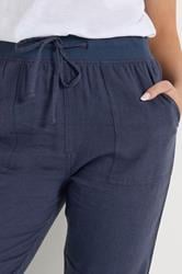 M&Co Navy Blue Linen Cropped Trousers | M&Co 4