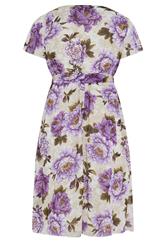 YOURS LONDON Plus Size White & Purple Floral Wrap Dress | Yours Clothing 6