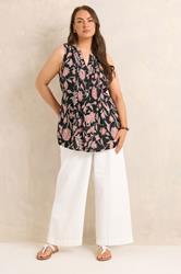 EVANS Plus Size Rust Orange Botanical Print Pintuck Vest Top | Evans 2