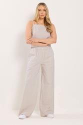 LTS Tall Women's Set Camel Brown Stripe Cotton Vest Top & Trousers | Long Tall Sally  3