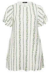 YOURS Plus Size White Floral Stripe Tunic Top | Yours Clothing 5