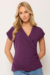 M&Co Berry Purple Grown-On Sleeve Wrap Top | M&Co 3