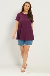 YOURS Plus Size Purple Textured Swing Top | Yours Clothing 1
