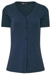 LTS Tall Navy Blue Button Ribbed T-Shirt