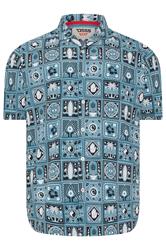 D555 Big & Tall Teal Blue Cuban Short Sleeve Shirt | BadRhino 2