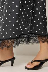 PixieGirl Petite Women's Black Polka Dot Satin Maxi Skirt | PixieGirl 4