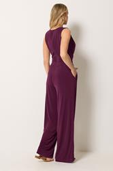 LTS Tall Women's Plum Purple Cowl Neck Wide Leg Jumpsuit | Long Tall Sally 2
