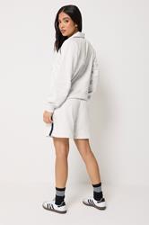 PixieGirl Petite Women's Set Grey Marl Stripe Collar Sweatshirt & Shorts | PixieGirl 1