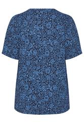 EVANS Plus Size Navy Blue Floral Pleat Front Angel Sleeve Top | Evans 6