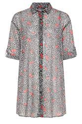 YOURS Curve Black Leopard Cherry Cover Up