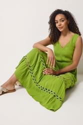 M&Co Green Sleeveless Tiered Maxi Dress | M&Co 1
