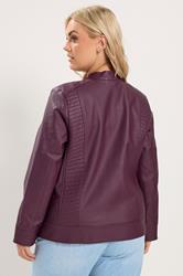 YOURS Plus Size Burgundy Red Faux Leather Jacket | Yours Clothing 4