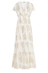 LTS Tall Robe longue transparente crème à motif cachemire métallisé