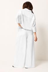 PixieGirl Petite Women's Set White Linen Shirt & Wide Leg Trousers | PixieGirl 2