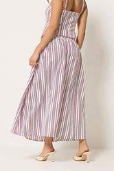 PixieGirl Petite Women's Burgundy Red Stripe Cami & Maxi Skirt Set | PixieGirl 2