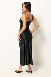 PixieGirl Petite Women's Black Lace Trim Maxi Dress | PixieGirl 4