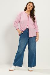 YOURS Plus Size Pink Scallop Edge Cardigan | Yours Clothing 2