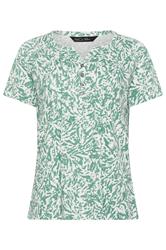 M&Co Green Abstract Print Cotton Henley Top