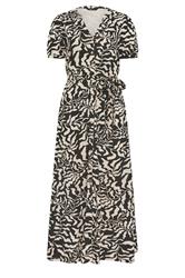 LTS Tall Black & Brown Abstract Button Belted Cotton Midi Dress