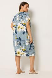 YOURS Plus Size Grey Floral Pleat Front Dress | Yours Clothing 2