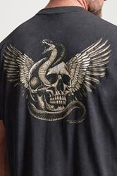 BadRhino Big & Tall Grey  Snake & Skull Graphic Acid Wash T-Shirt | BadRhino 4