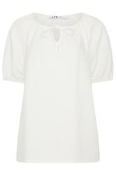 LTS Tall White Tie Front Linen Blouse